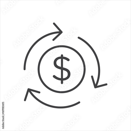 Cash flow icon stroke liner version on white background