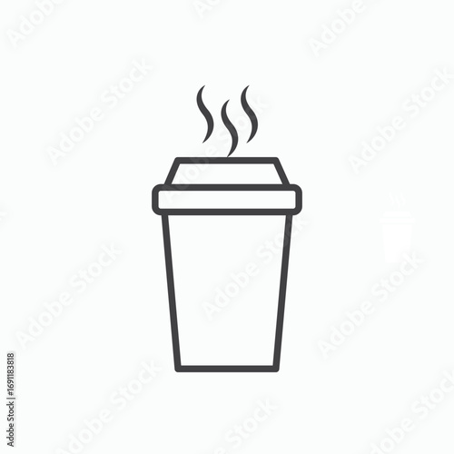 coffee cup icon stroke liner version on white background