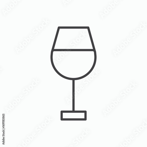 Wine glass icon stroke liner version on white background