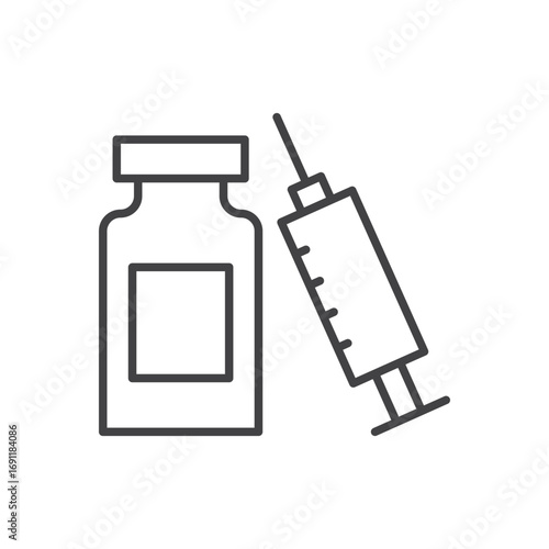 Vaccine vial icon stroke liner version on white background