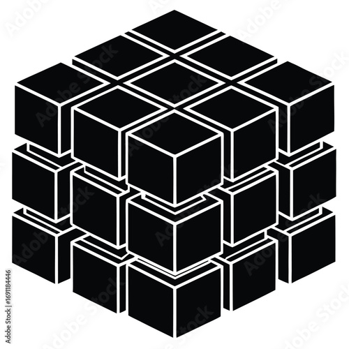 Abstract geometric cube design illustrating interconnectedness and structural concepts