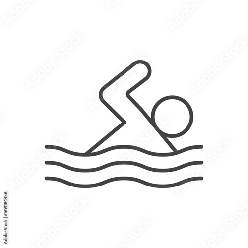 Swimming icon stroke liner version on white background