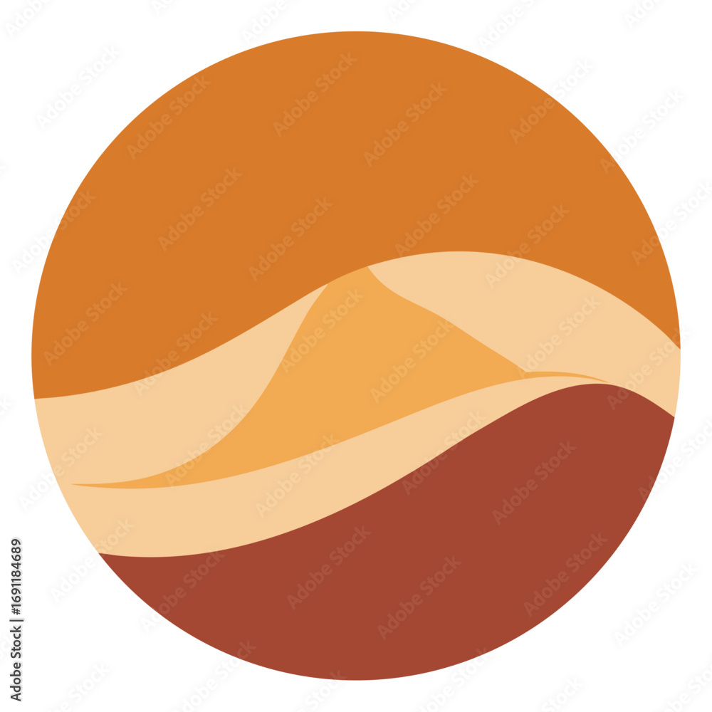 Fototapeta premium Abstract desert dunes landscape circular vector illustration scalable graphic