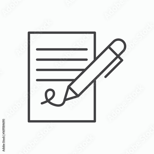 Signed contract icon stroke liner version on white background