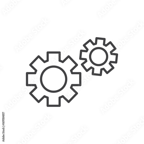 Settings gear icon stroke liner version on white background
