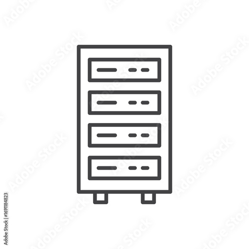 Server rack icon stroke liner version on white background