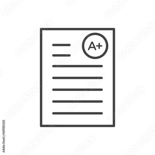 Report card icon stroke liner version on white background
