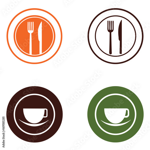 Minimalist Food and Drink Icons for Restaurant and Cafe Services