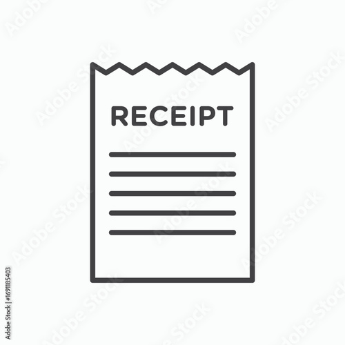 Receipt icon stroke liner version on white background