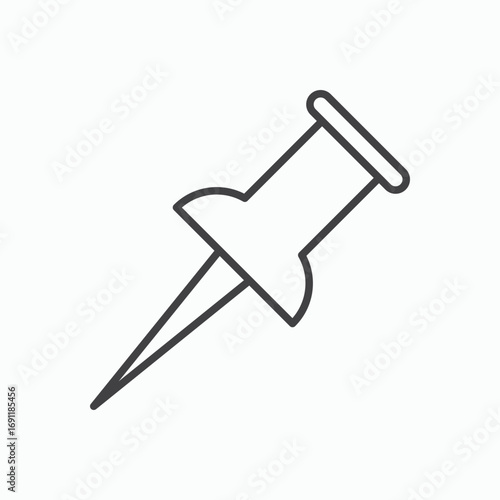 Push pin icon stroke liner version on white background