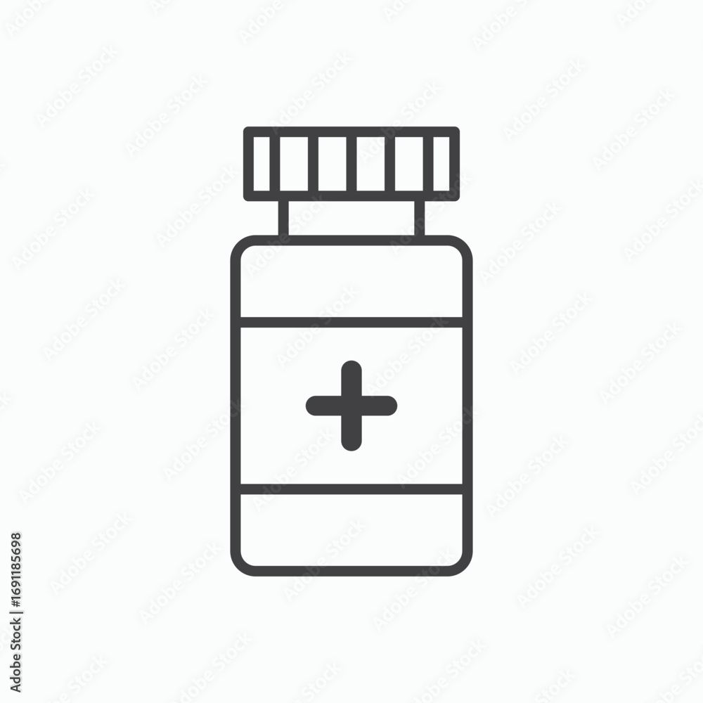 Obraz premium Pill bottle icon stroke liner version on white background