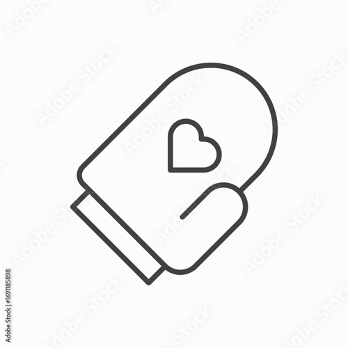 Oven mitt icon stroke liner version on white background
