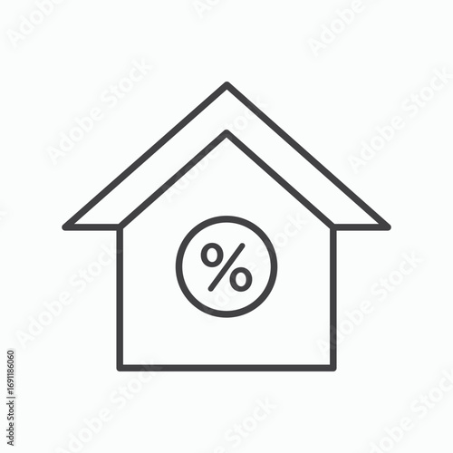 Mortgage icon stroke liner version on white background