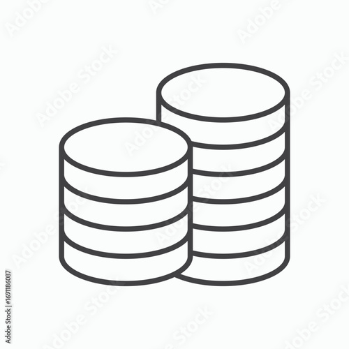 Money coin icon stroke liner version on white background