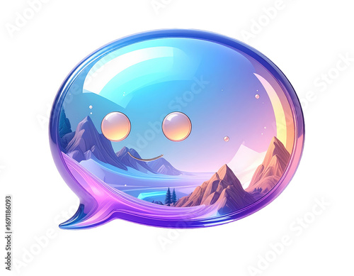 3d render of chat bubble icon on white background. 