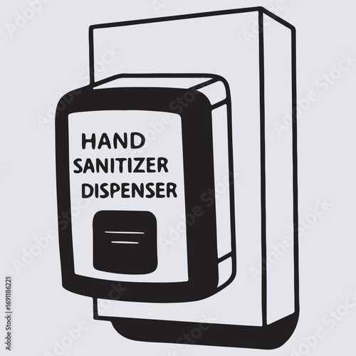 a hand sanitizer dispenser silhouette vector art illustration