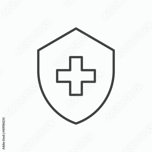 Medical insurance icon stroke liner version on white background