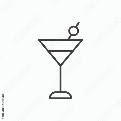 Martini glass icon stroke liner version on white background