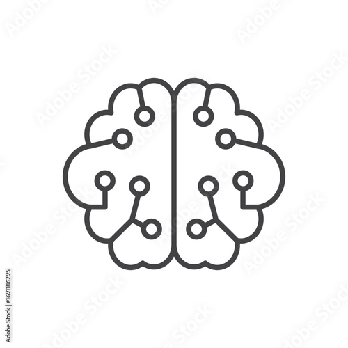 Machine learning icon stroke liner version on white background