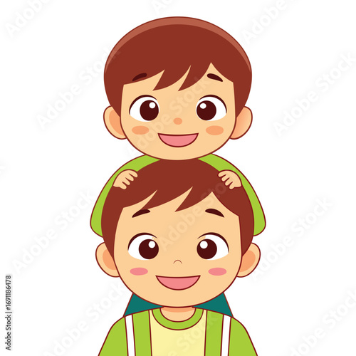Brotherly Love A Cartoon of Two Young Boys Together