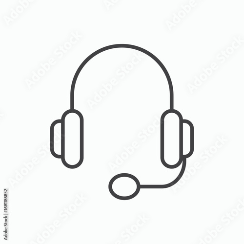Headphones icon stroke liner version on white background