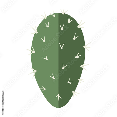 Flat Design Illustration of a Prickly Pear Cactus Pad