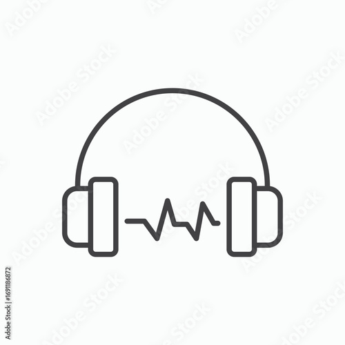 Headphone icon stroke liner version on white background