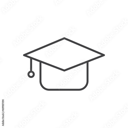 Graduation cap icon stroke liner version on white background