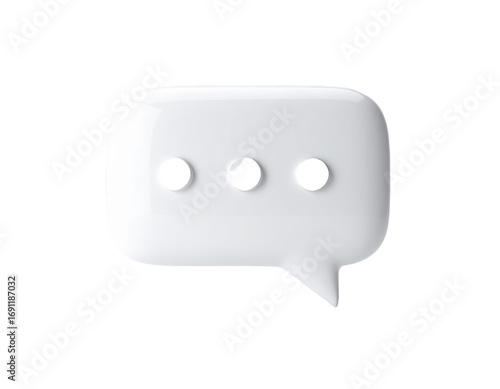 3d render of chat bubble icon on white background. 