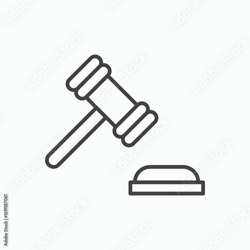 Gavel icon stroke liner version on white background