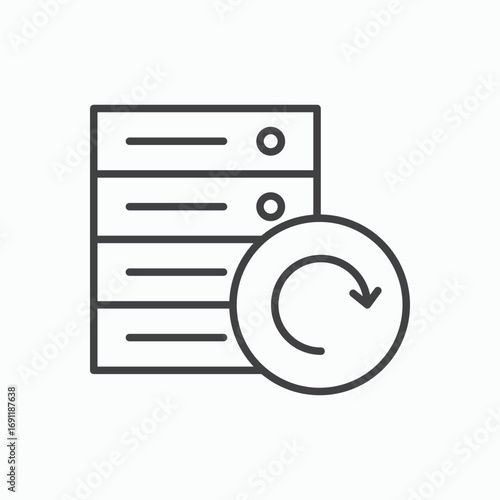 Data backup icon stroke liner version on white background