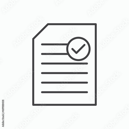 Approved document icon stroke liner version on white background
