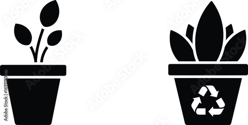 Potted Plants and Eco-Friendly Gardening Concepts, Urban Environment, Vector Illustrations, Sustainable Lifestyle Awareness