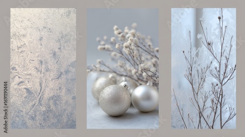 winter snow or holiday motif shoot minimalist winter patterns a closeup of frost on a window vertical or a horizontal snowscape with bare trees alternatively a simple arrangement of ornaments 