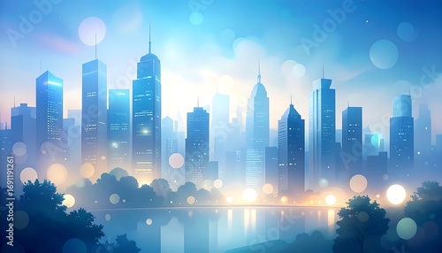 City skyline at dawn