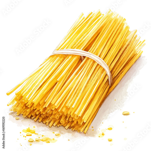 watercolor vector of Pasta, isolated on a white background.