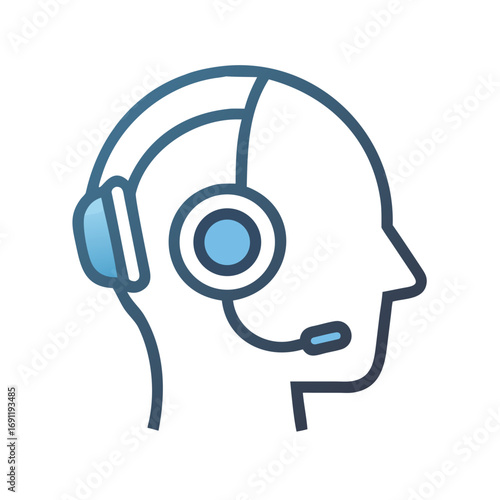 Illustration of a person wearing a headset with a microphone for communication and support services