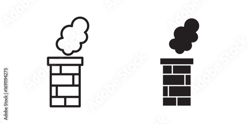 Chimney Smoke icon . Vector illustration with stroke and fill on a white background.