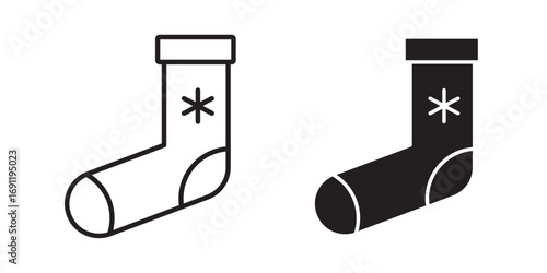 Holiday Stocking icon. Vector illustration with stroke and fill on a white background.