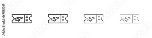 Airline ticket icons vector graphics for web designs
