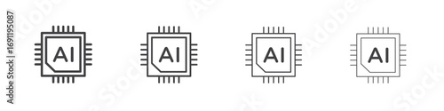 AI chip icons vector graphics for web designs