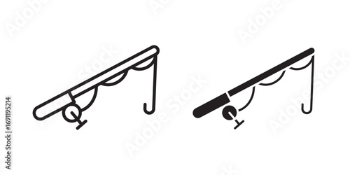 Ice Fishing Rod icon . Vector illustration with stroke and fill on a white background.