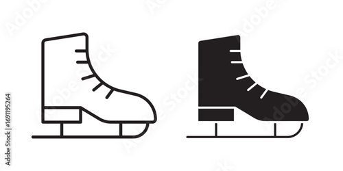 Ice Skates icon. Ice Skate icon for social media, app, and web design. Vector illustration with stroke and fill on a white background.