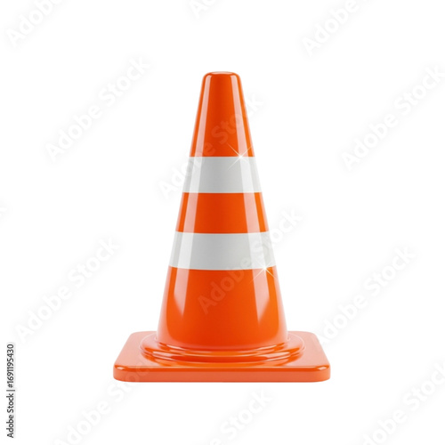 Vector art of orange traffic cone with reflective stripes