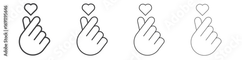 korean heart icons vector graphics for web designs
