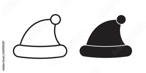 Santa Hat icon. Santa hat sketch icon for infographic, website or app. Vector illustration with stroke and fill on a white background.