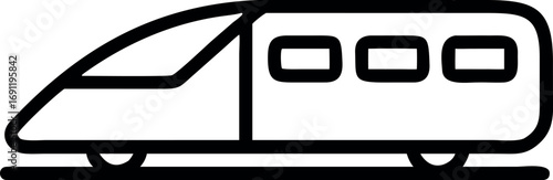 Train Side View Outline Icon Silhouette vector