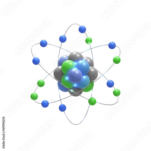Vector art of atomic model structure with orbiting electrons