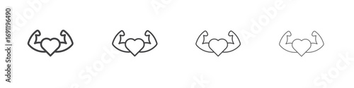 Strong heart icons vector graphics for web designs