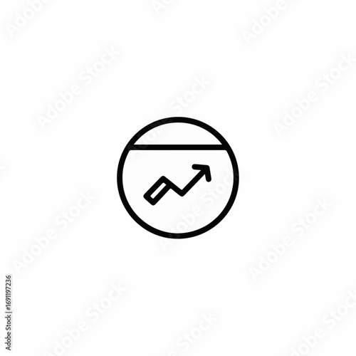 Dynamic upward trending arrow within a circle, symbolizing growth, progress, and successful financial performance in business contexts